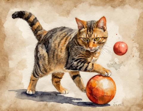 cat playing with a ball image