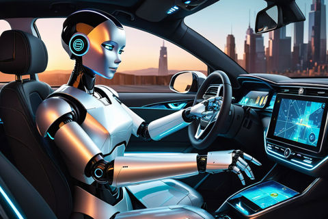Robot sitting in the driver's seat image