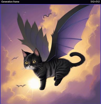 Create a cat with wings image